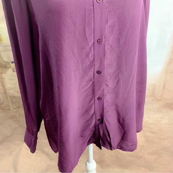 NEW Eileen Fisher Purple Silk Button Down - Picture 3 of 13